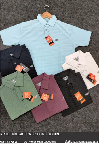 Knitted Honey Mess Jaquard Knit Men Tshirt.